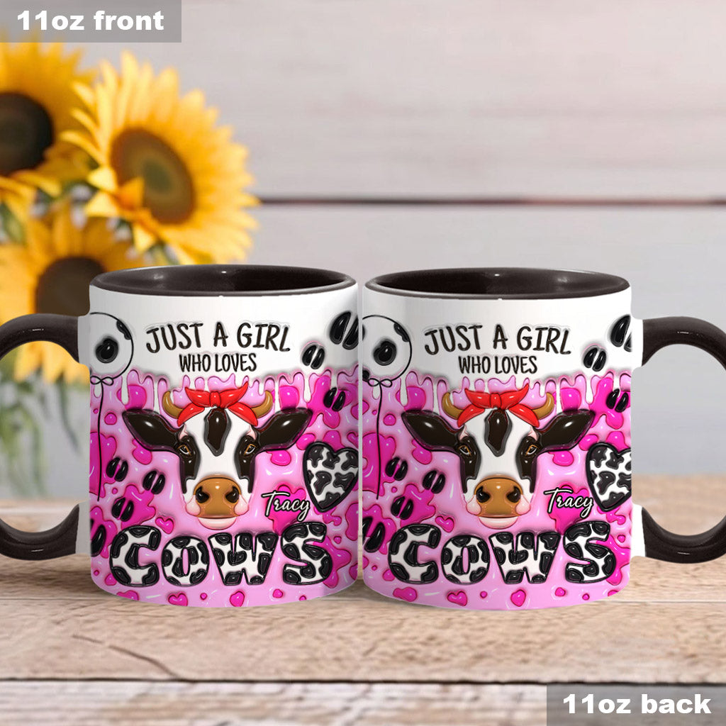 Mug personnalisé « Juste une fille qui aime les vaches » avec motif vache