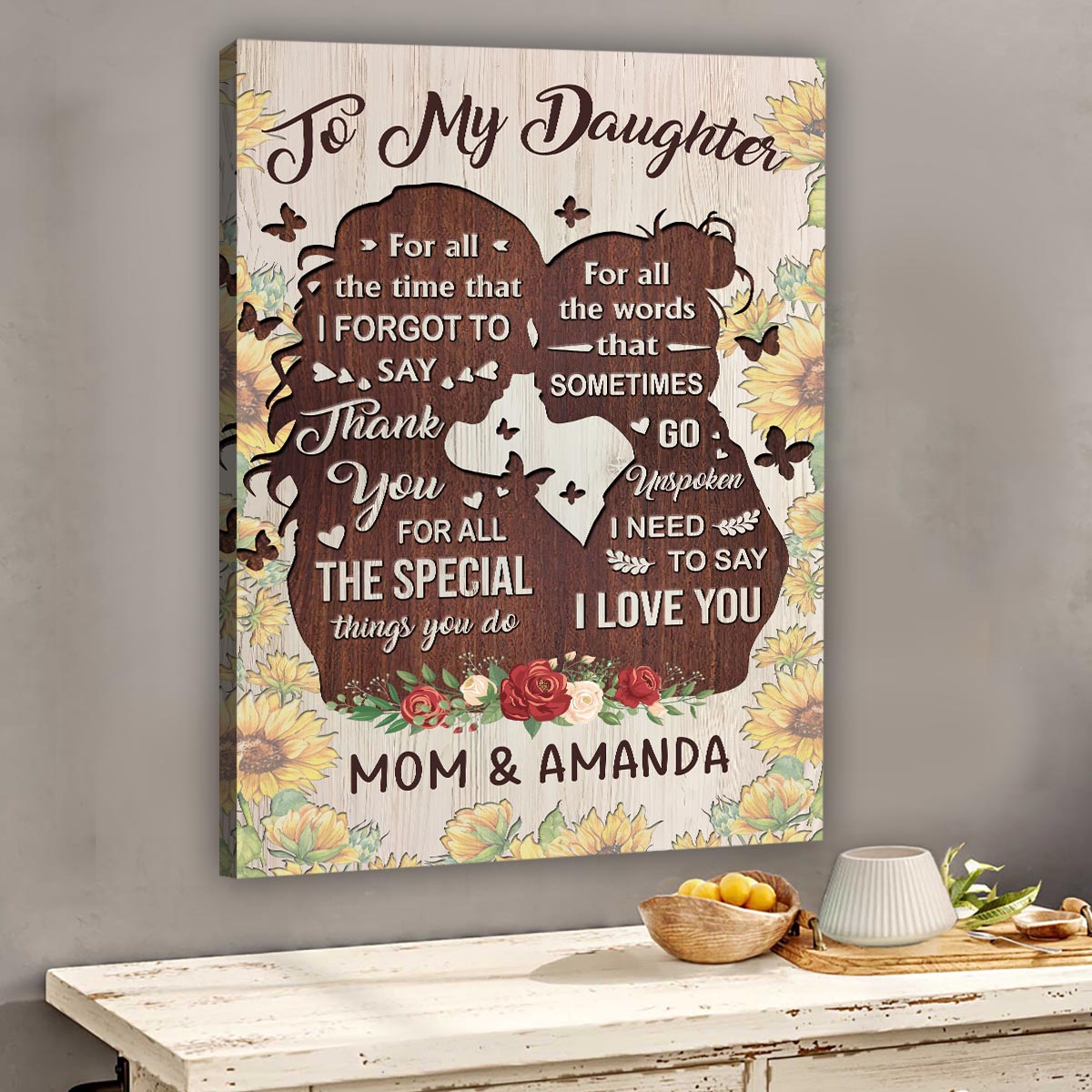 Tu es la plus gentille - Cadeau pour maman, grand-mère, fille, petite-fille, sœur, tante - Toile et affiche personnalisées