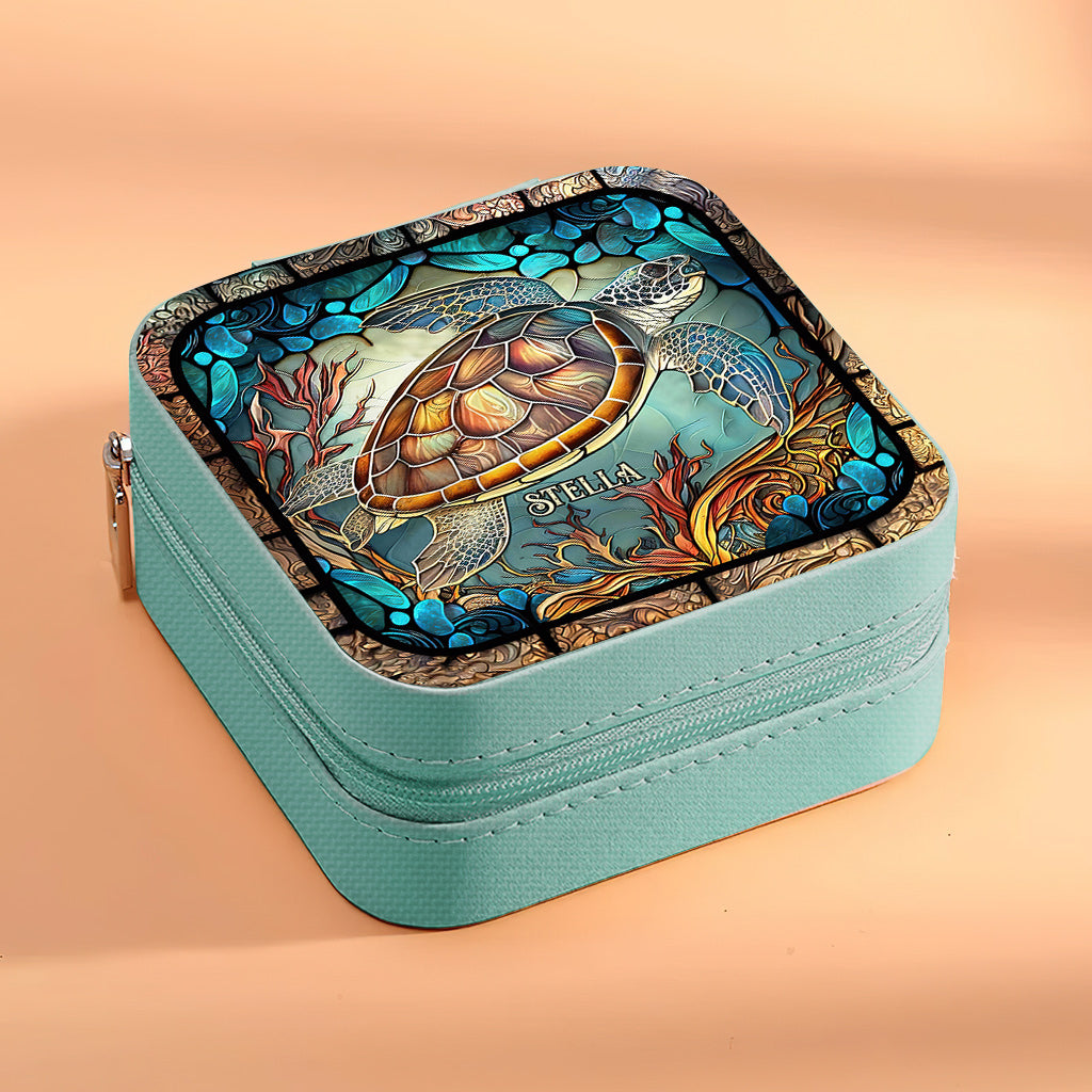 J'adore les tortues - Boîte à bijoux personnalisée en forme de tortue