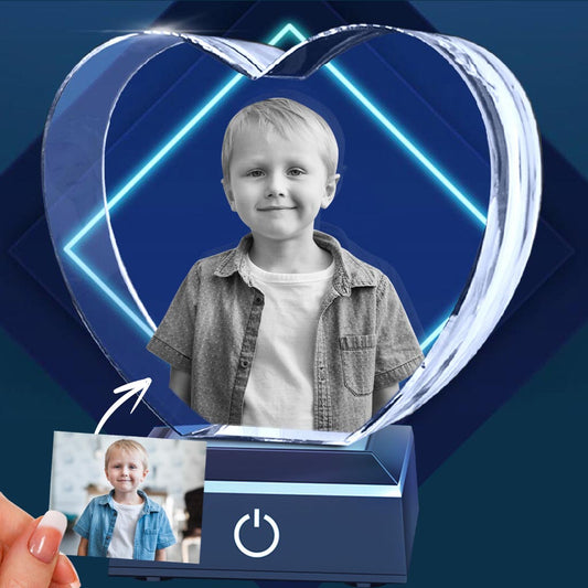 Lampe en cristal 3D en forme de cœur avec gravure laser personnalisée pour votre petit-fils