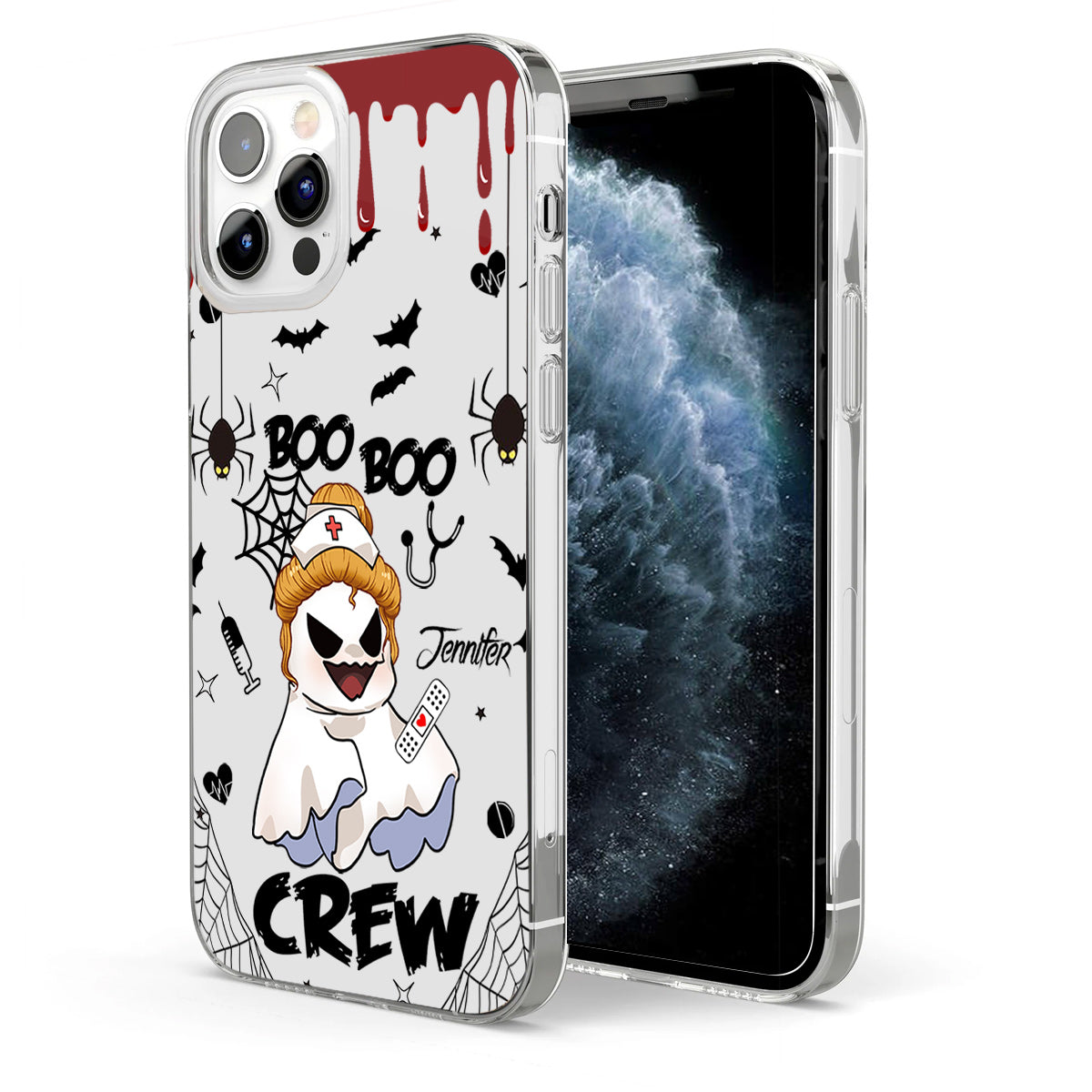 Boo Boo Crew - Étui de téléphone transparent personnalisé pour infirmière
