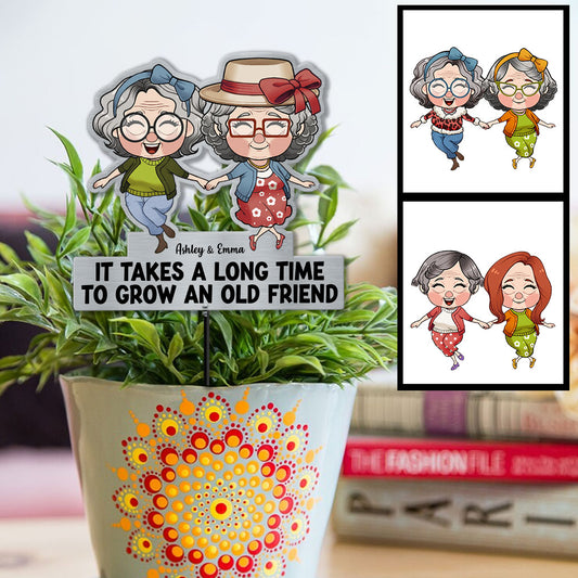 Il faut du temps pour faire grandir une vieille amie - Décoration de jardin personnalisée en métal « Meilleure amie »