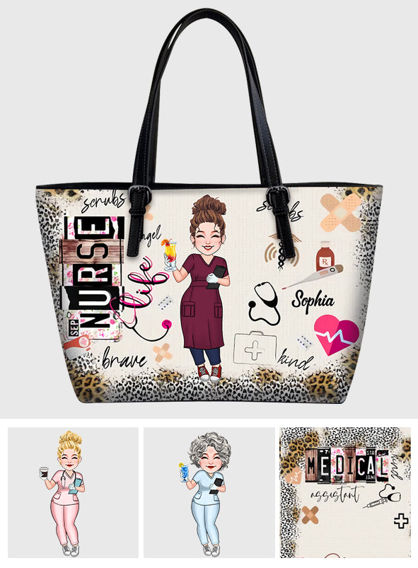 Infirmière/Aide-soignante/Médecin... Vie - Sac en cuir personnalisé pour infirmière