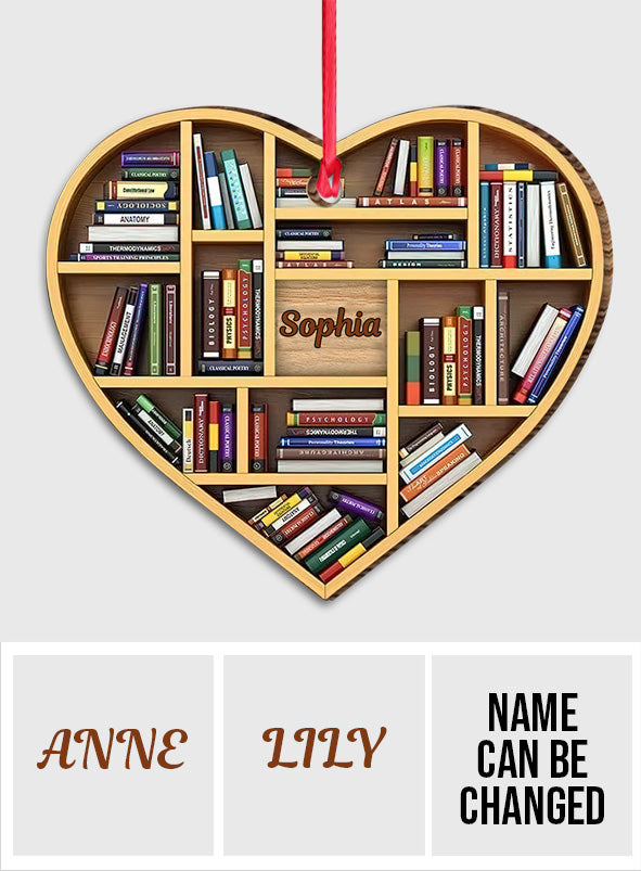 Bookshelf Heart - Personalized Book Ornament