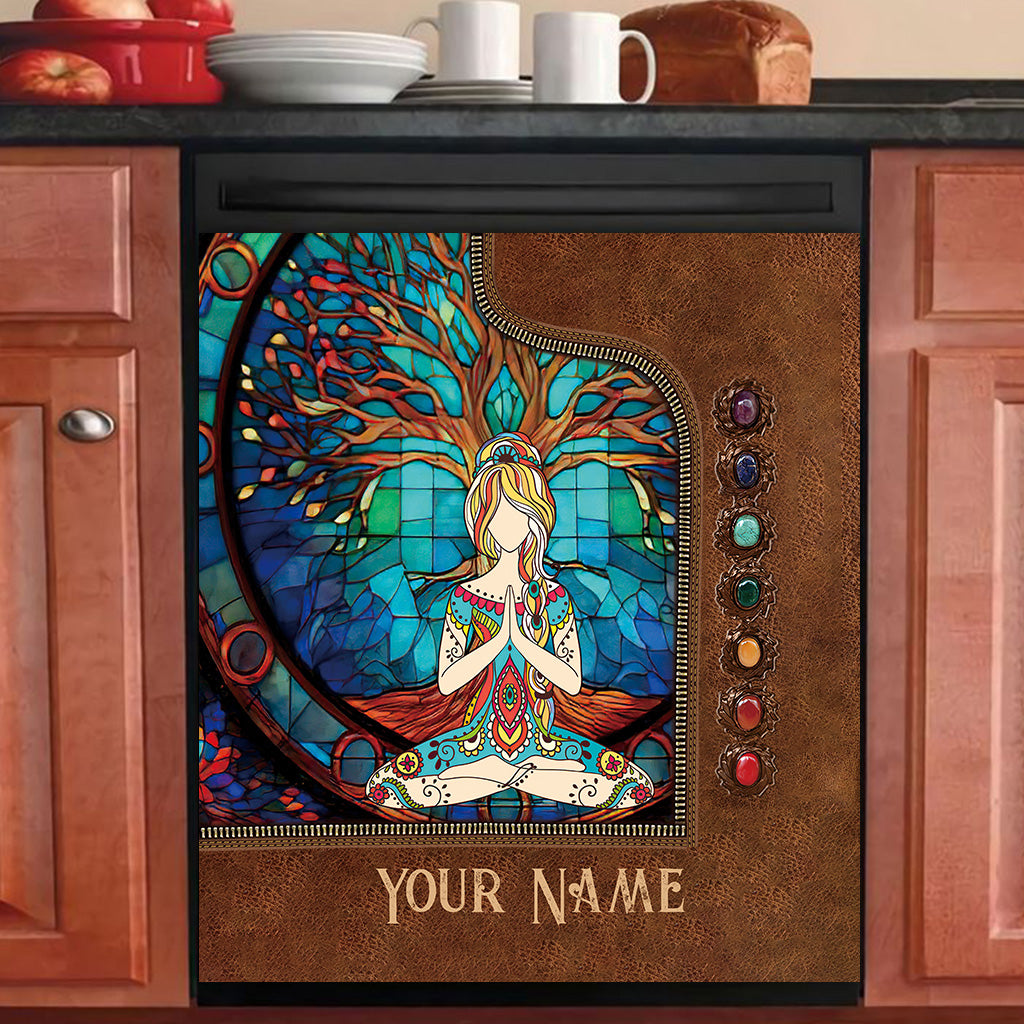 Namaste Green - Personalized Yoga Dishwasher Cover