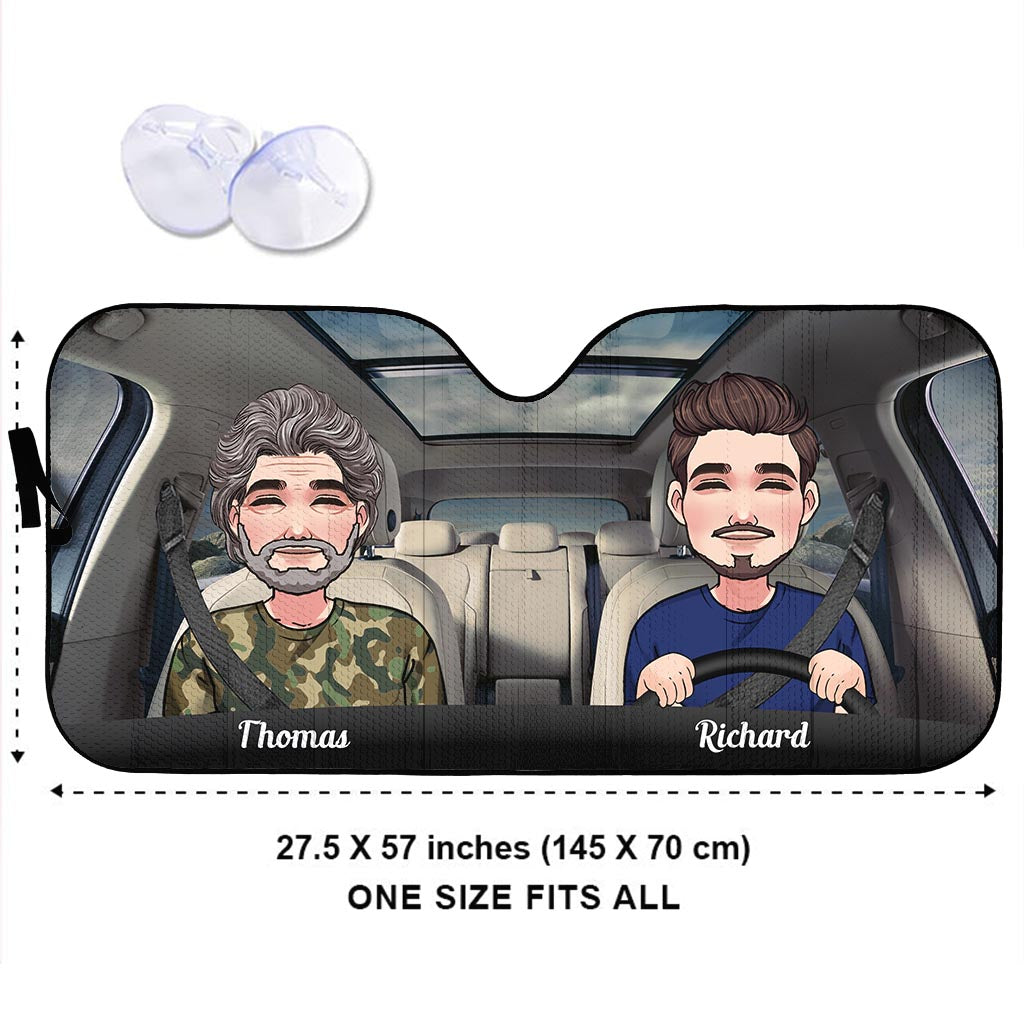 L'aventure vous attend ! - Cadeau pour couple (femme, mari, petite amie, petit ami, maman, papa) - Pare-soleil de voiture personnalisé