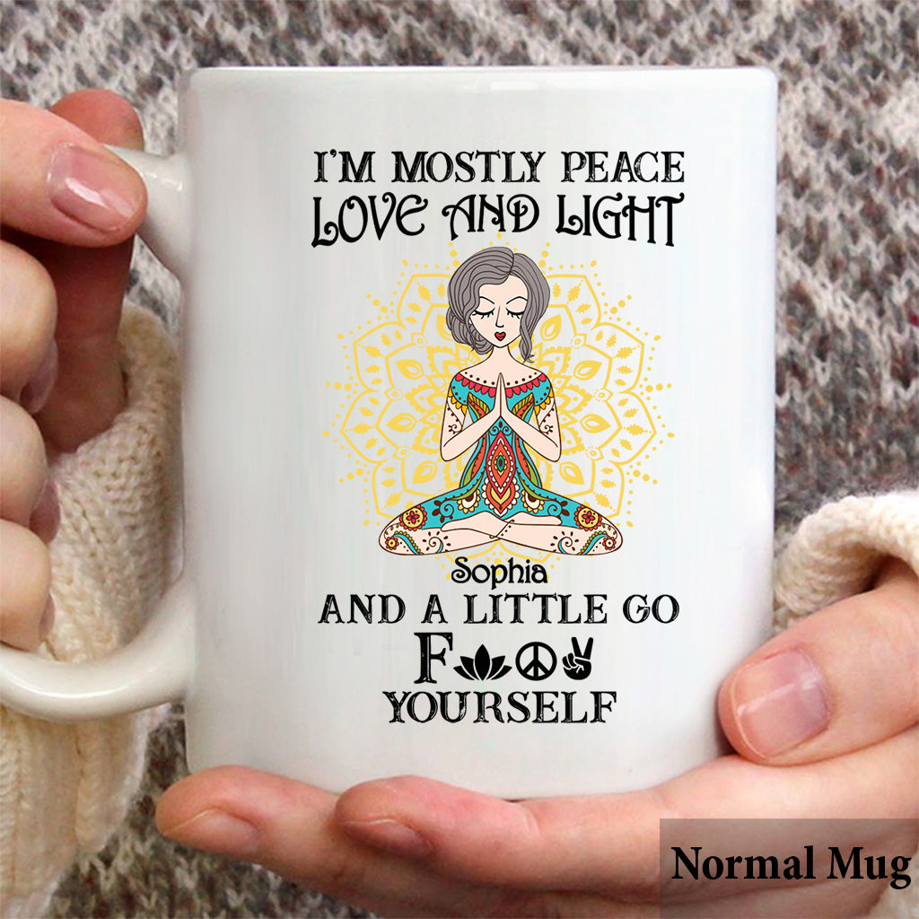 Je suis avant tout paix, amour et lumière - Mug de yoga personnalisé