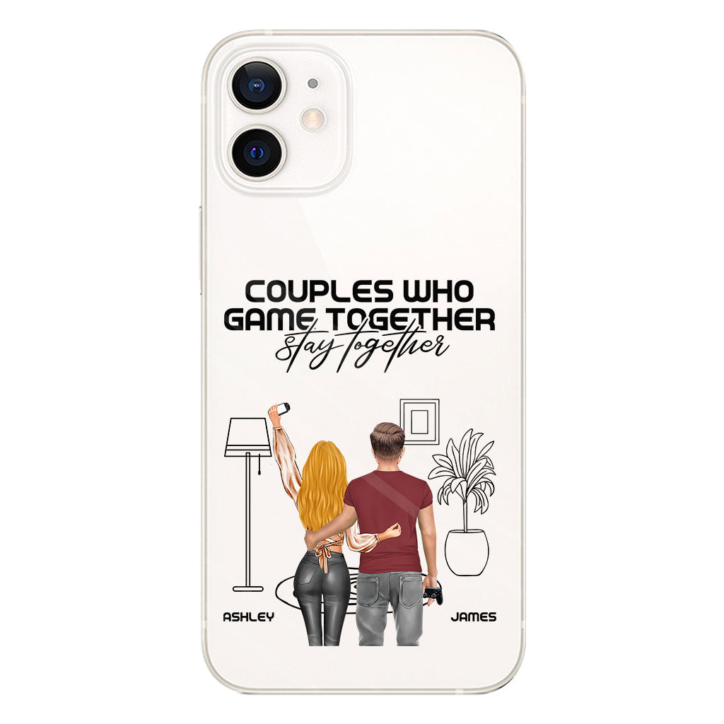 Les couples qui jouent ensemble restent ensemble - Coque de téléphone transparente personnalisée pour jeux vidéo