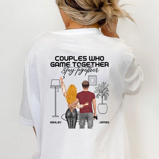 Les couples qui jouent ensemble restent ensemble - T-shirt et sweat à capuche personnalisés pour jeux vidéo