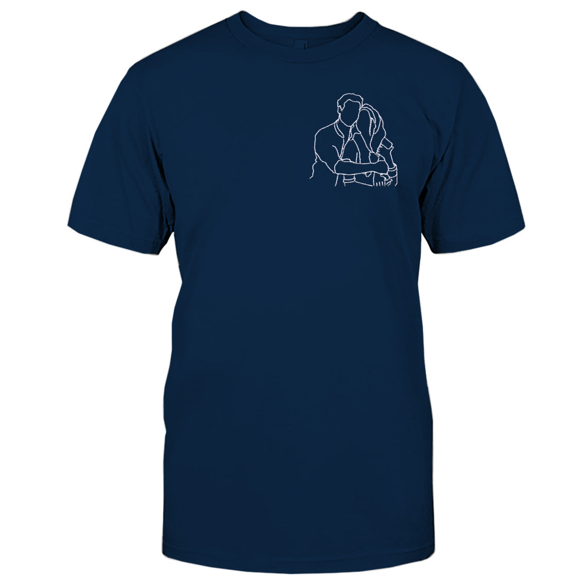 Custom Line Art - Personalized Couple Embroidered T-shirt