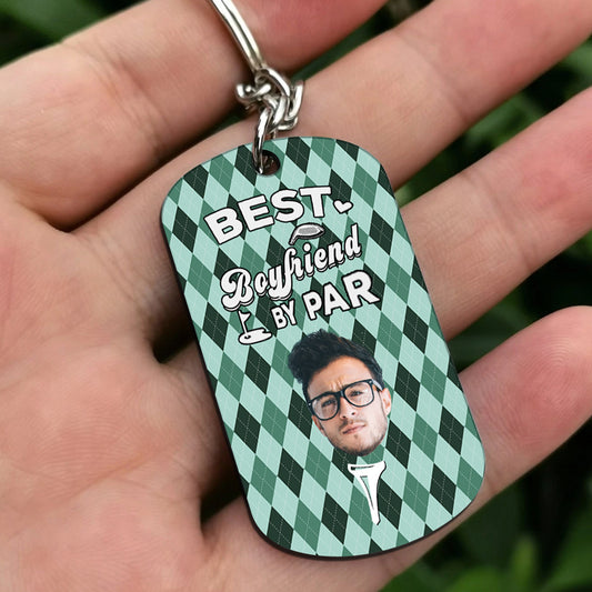 Best Dad By Par - Golf gift for dad, him, boyfriend, husband, grandpa - Personalized Stainless Steel Keychain