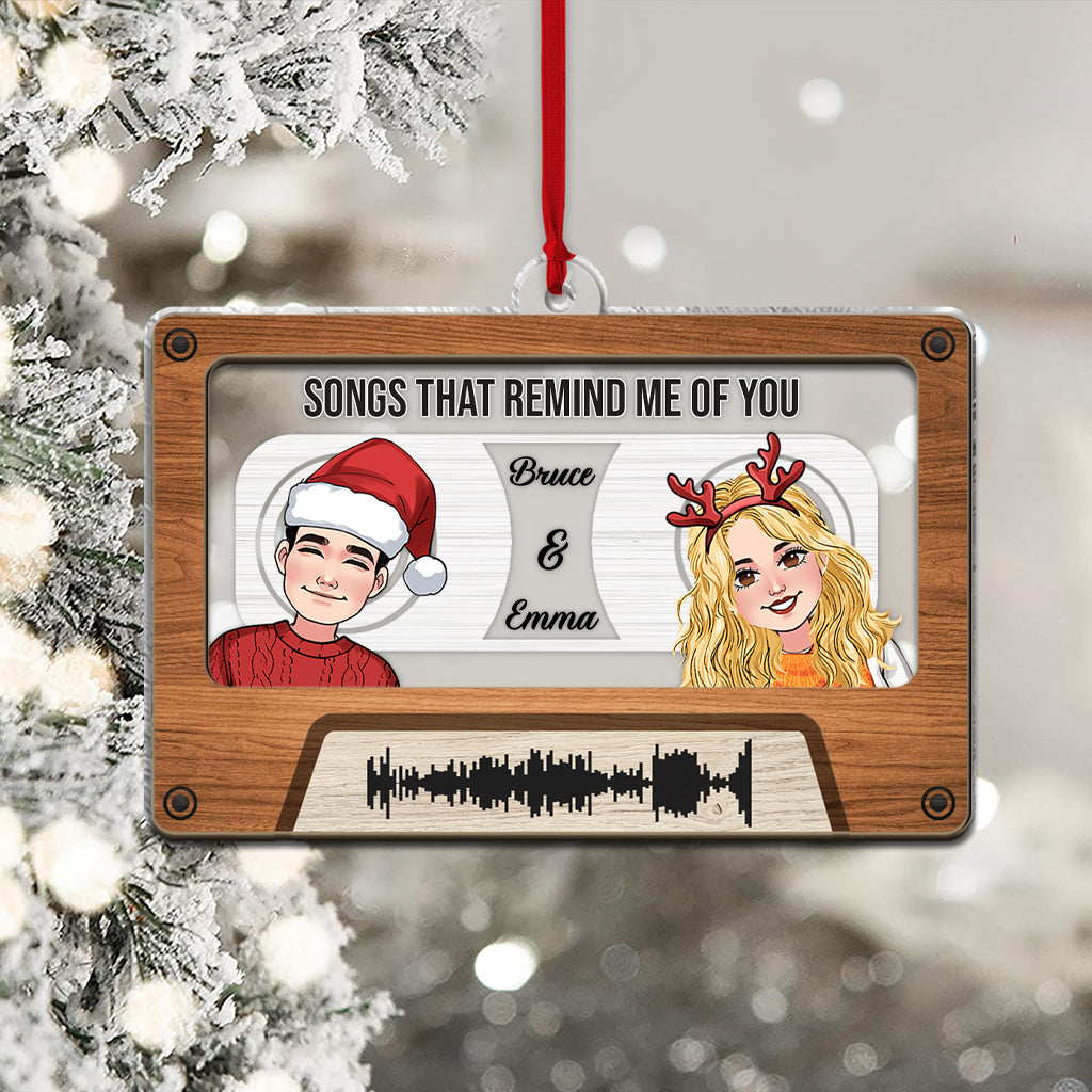 Chanson « Remind Me Of You » - Ornement personnalisé pour couple, composé de 2 pièces superposées