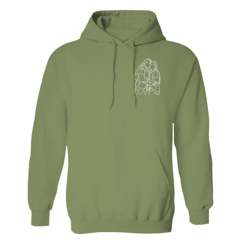 Sweat à capuche brodé personnalisé pour frères et sœurs - Illustration au trait -