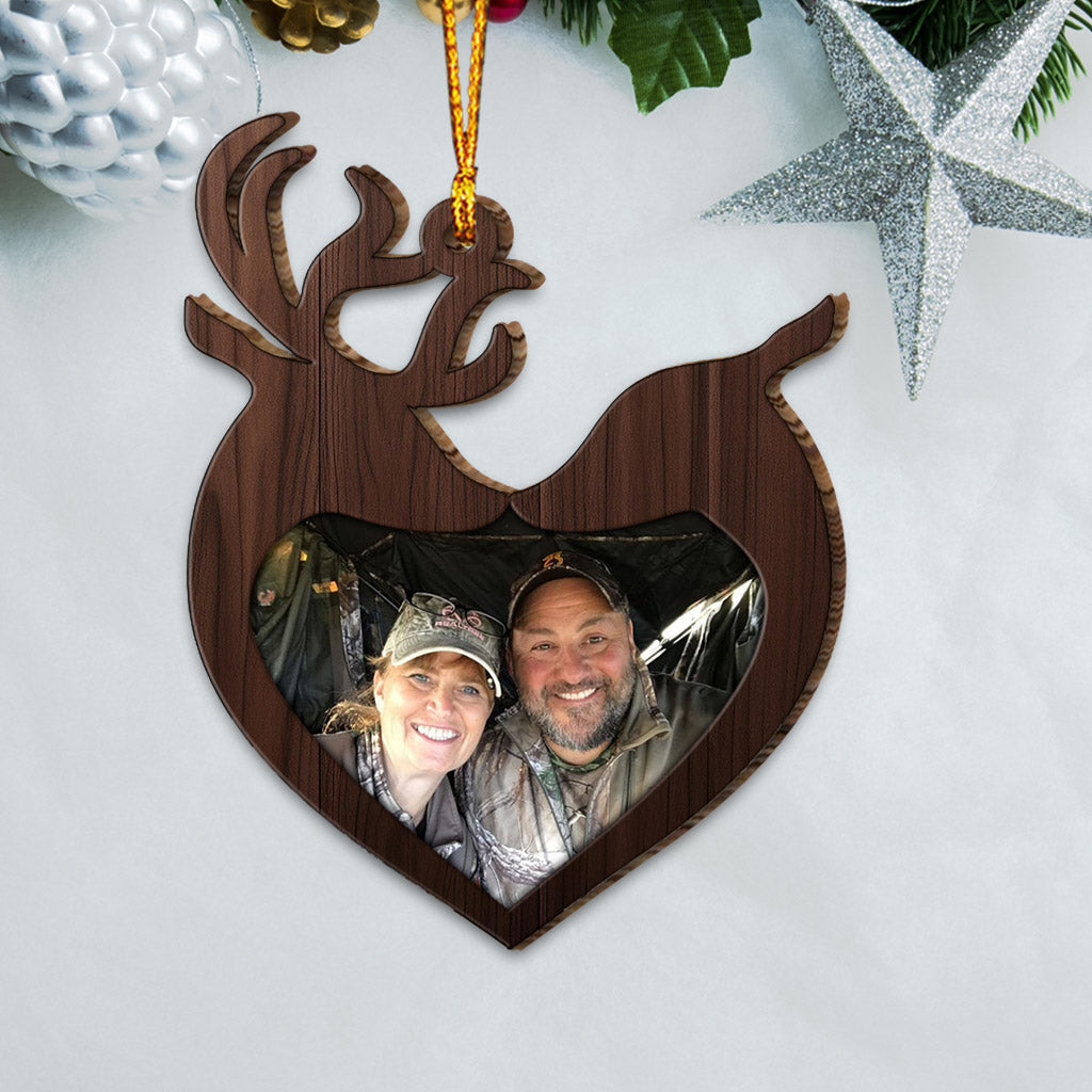 Décoration de Noël humoristique sur le thème de la pêche avec photo intégrée - Cadeau de chasse pour petite amie, petit ami, mari, femme - Ornement personnalisé