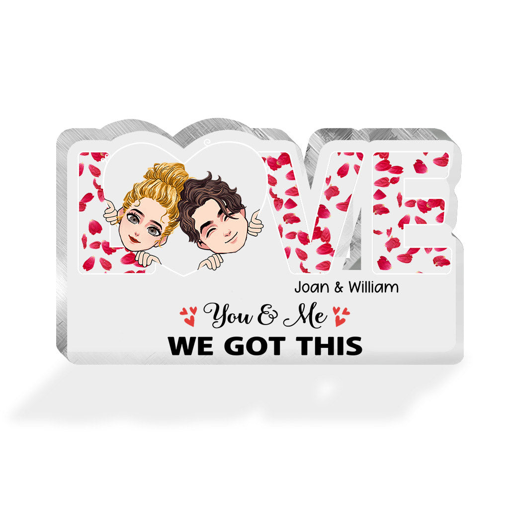 « This Is Us » - Cadeau pour couple (mari, femme, petit ami, petite amie, amoureux des chiens) - Plaque acrylique personnalisée.