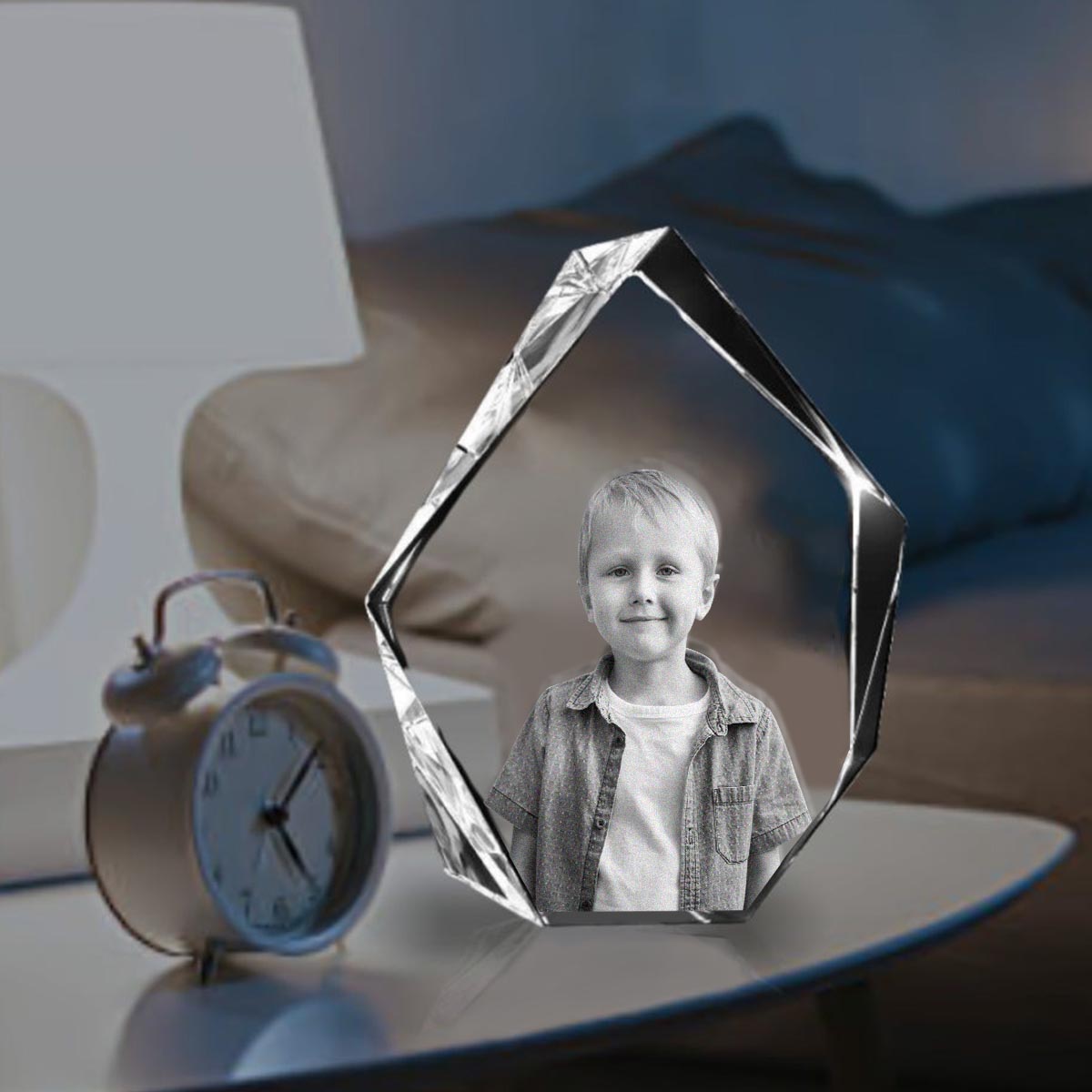 Lampe en cristal 3D en forme d'iceberg avec gravure laser personnalisée pour votre petit-fils