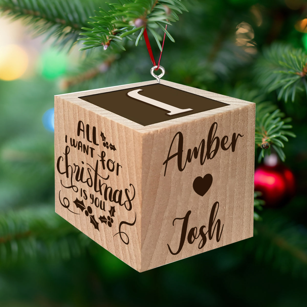 All I Want For Christmas Is You Block Ornament - gift for girlfriend, boyfriend, wife, husband - Personalized Block Ornament