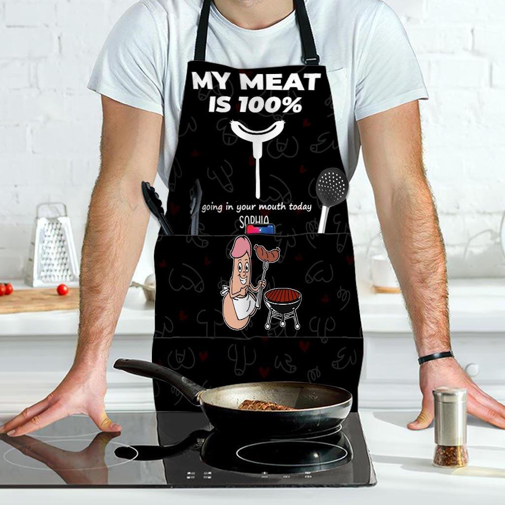 Ma viande finira à 100% dans ta bouche aujourd'hui - Tablier de couple personnalisé