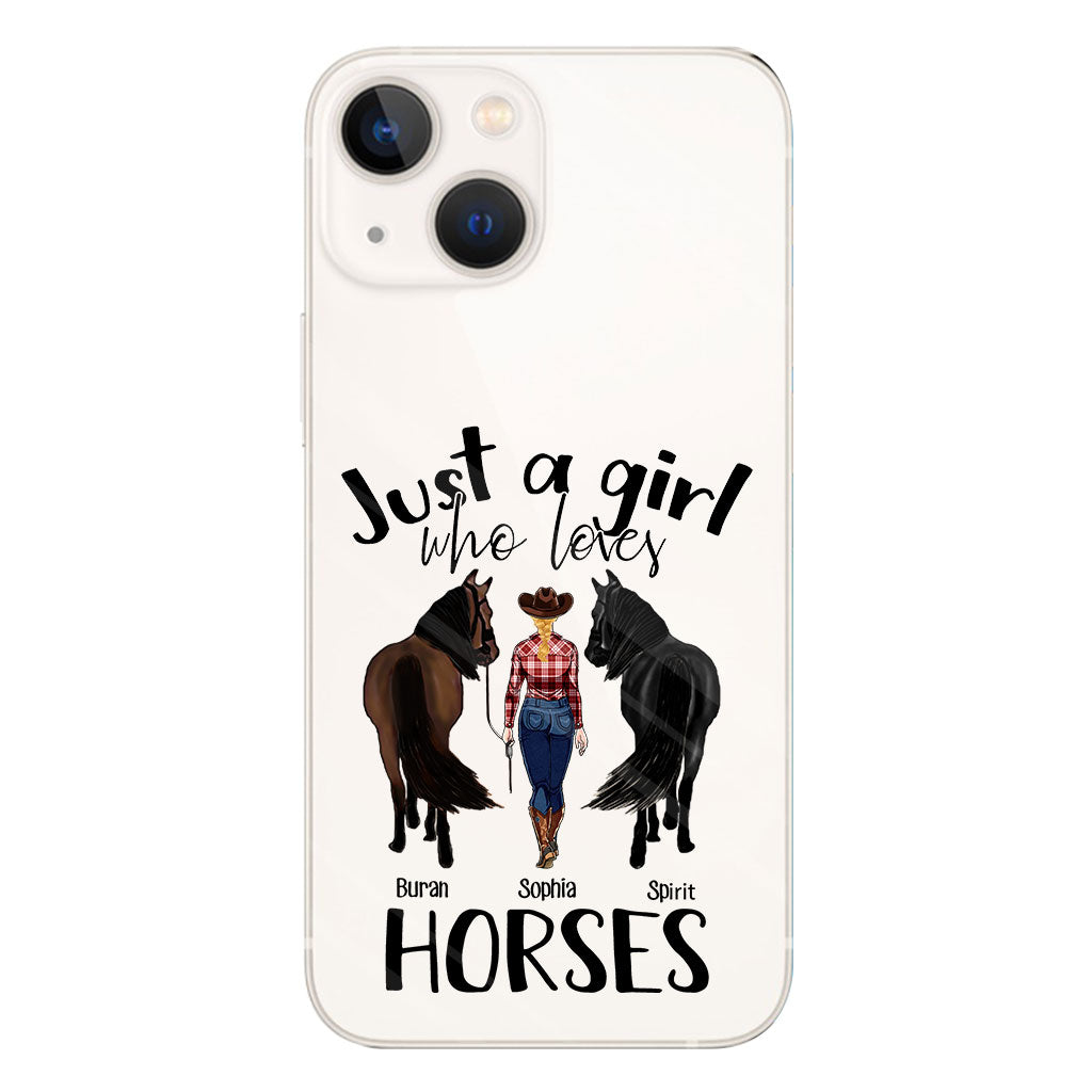 Juste une fille qui aime les chevaux - Coque de téléphone transparente personnalisée avec motif cheval