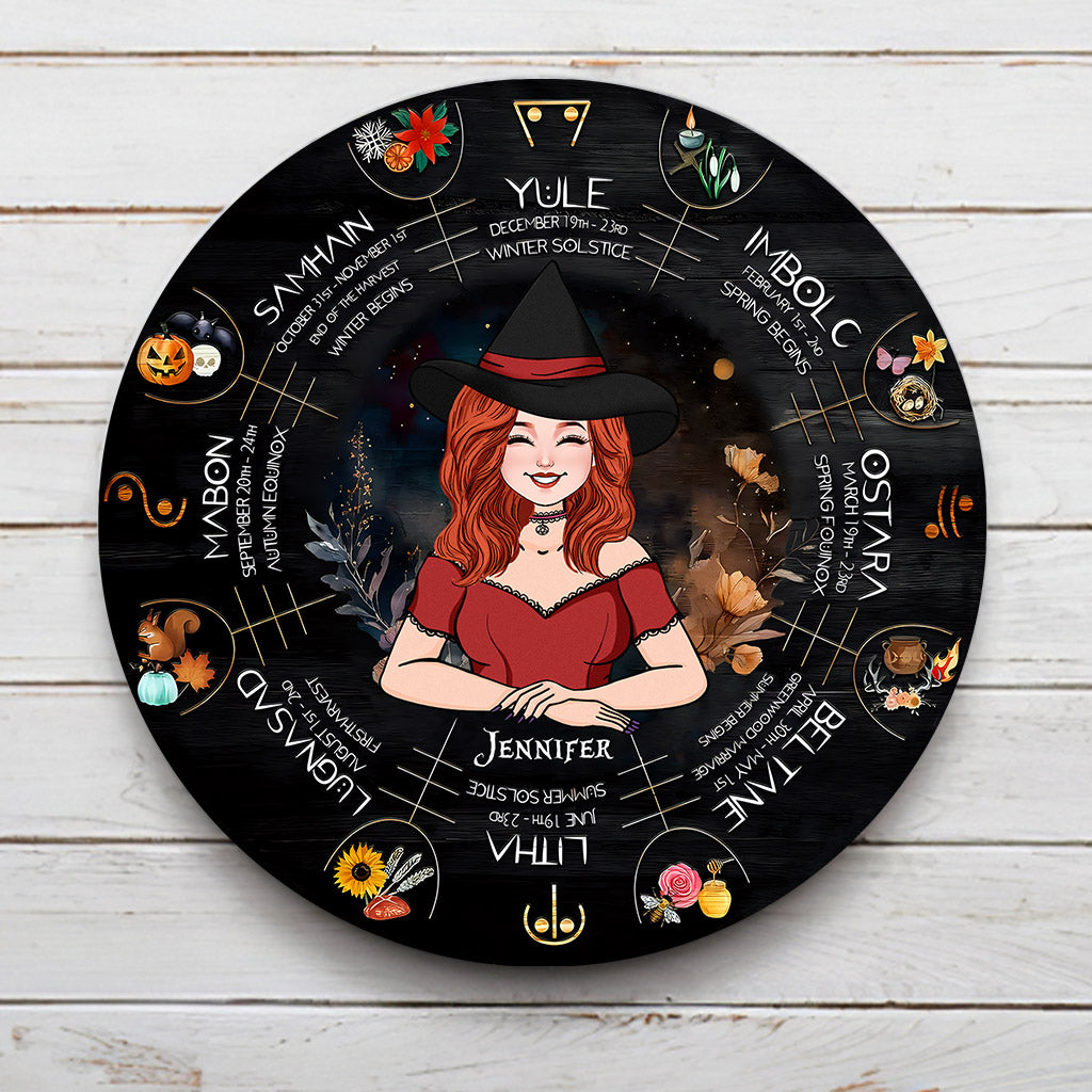 Roue de l'Année - Panneau rond en métal personnalisé Sorcière