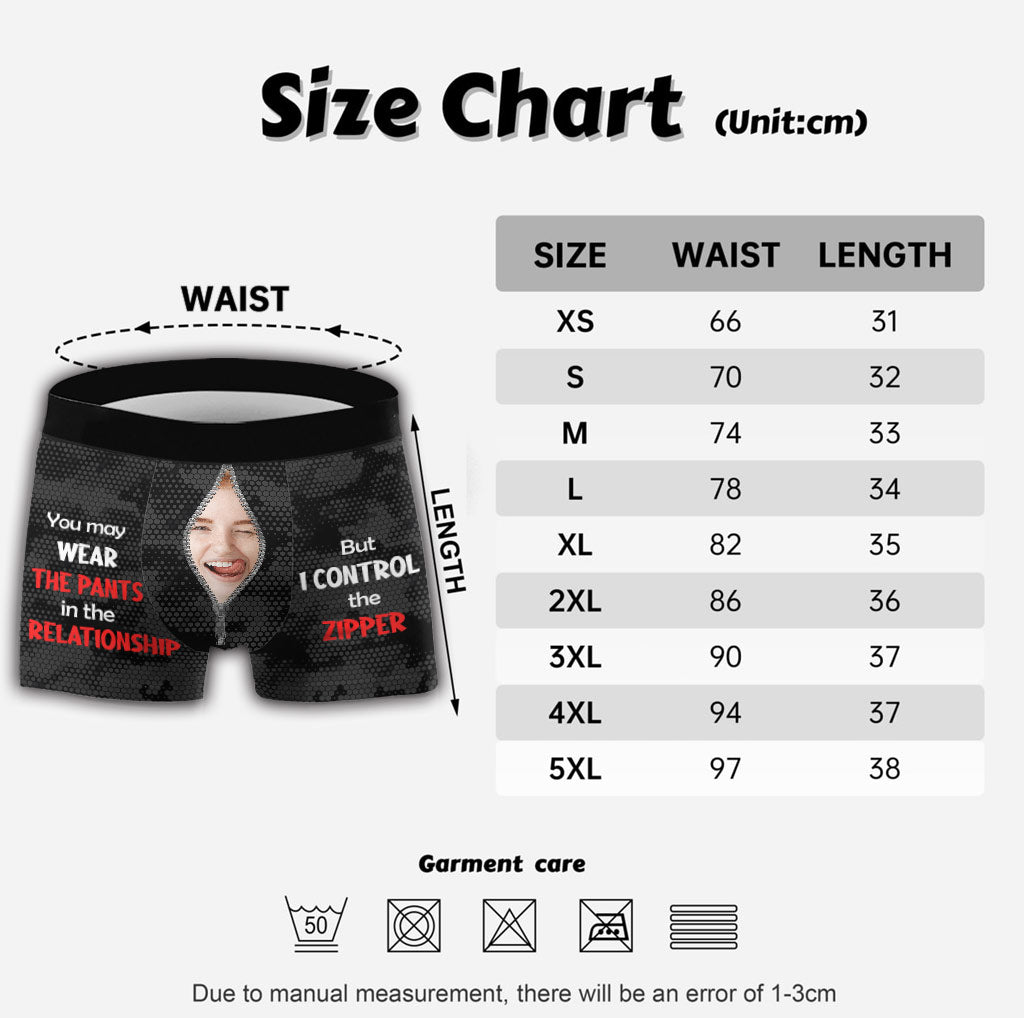 I Control The Zipper - Personalized Couple Men Boxer Briefs