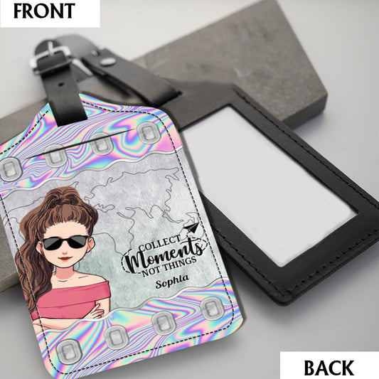 It's Time For New Adventure - Travelling gift for mom, daughter, granddaughter, wife, girlfriend, friend - Personalized Leather Luggage Tag
