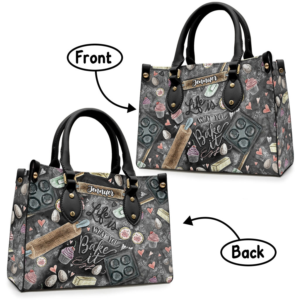La vie est ce que vous en faites - Sac à main en cuir personnalisé pour la pâtisserie
