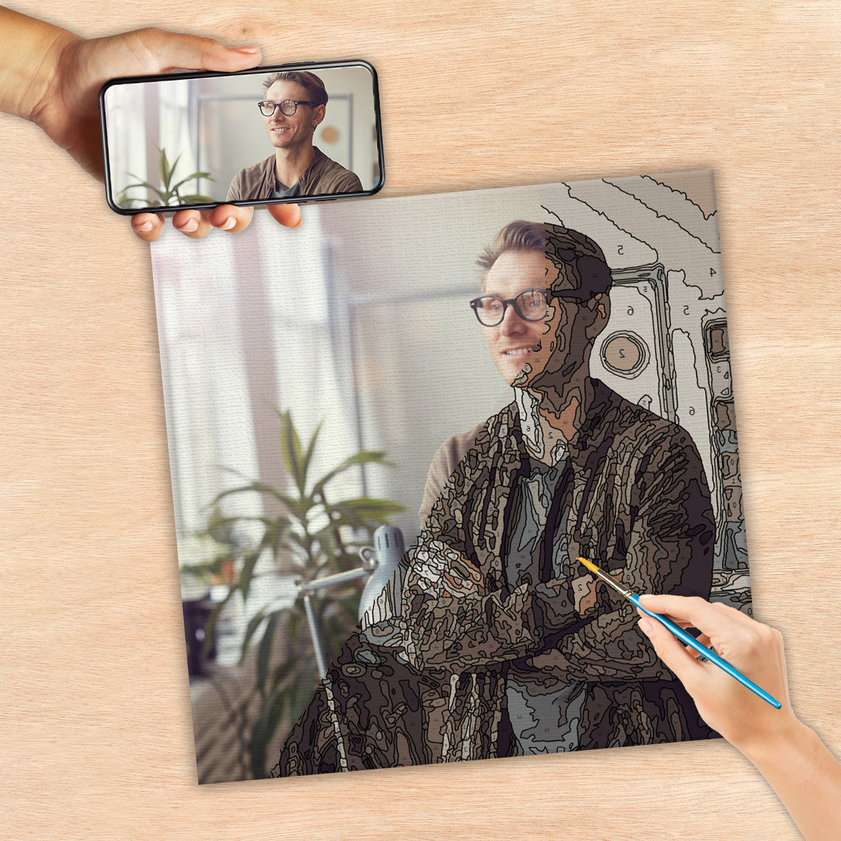 Kit de peinture par numéros personnalisé « Oncle » avec photo personnalisée