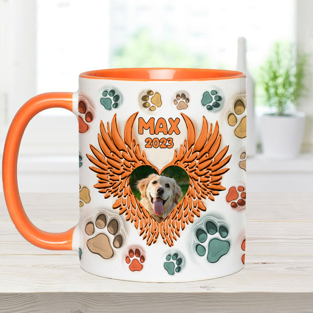 Tu as laissé des empreintes sur nos cœurs - Mug personnalisé avec ailes d'ange - Cadeau pour les amoureux des chiens, pour ceux qui ont perdu leur chien ou leur chat