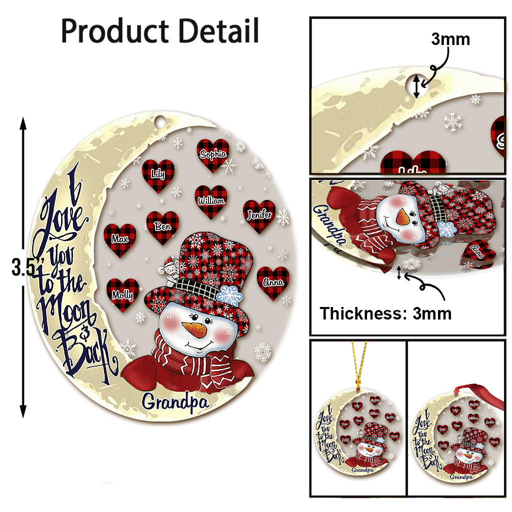 Je t'aime jusqu'à la lune - Cadeau pour grand-mère, grand-père, maman, papa - Ornement personnalisé