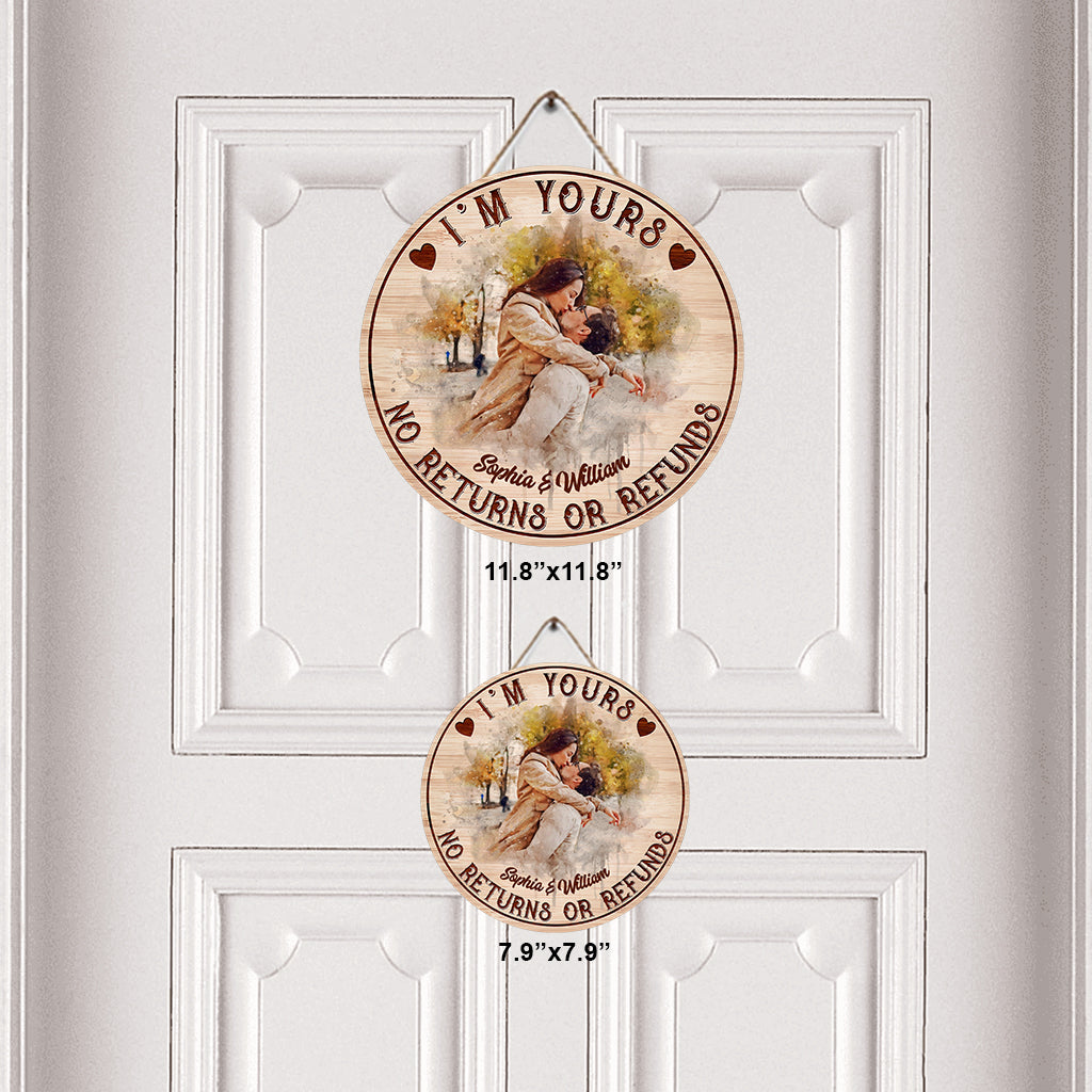 Je suis à toi - Panneau rond en bois personnalisé pour couple