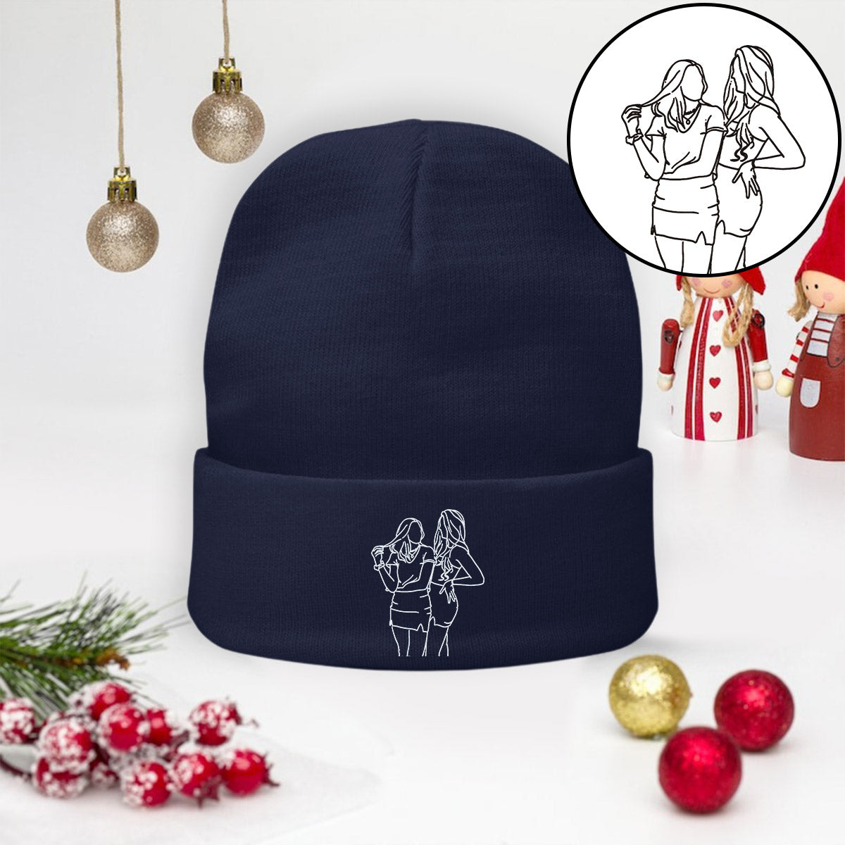 Bonnet brodé personnalisé avec photo - Bonnet brodé pour fille