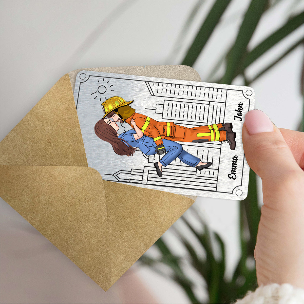 Rentrez sains et saufs - Carte personnalisée pour portefeuille de couple