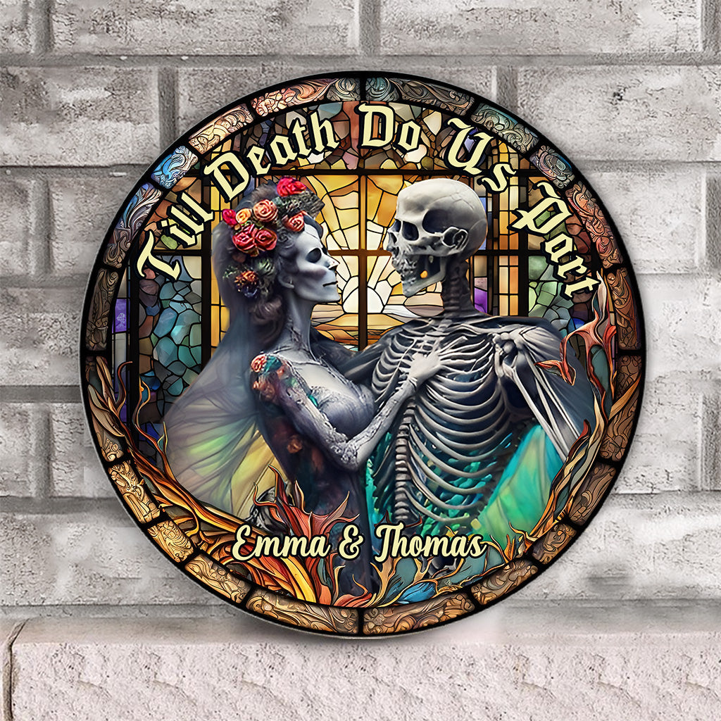 Toi et moi, on gère ça - Panneau rond en bois personnalisé avec crâne