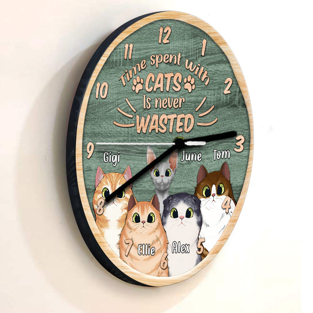 Le temps passé avec les chats n'est jamais perdu - Horloge murale personnalisée pour chats