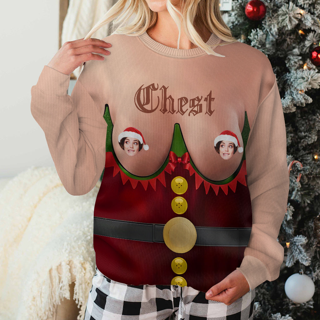 Chest vs Nut Funny Christmas Ugly Sweater - Personalized Couple Ugly Sweater