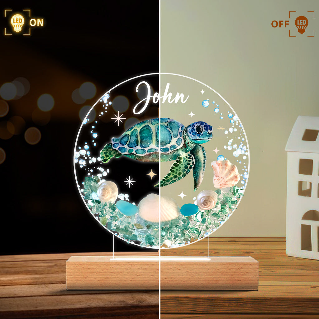 Plaque lumineuse personnalisée en forme de tortue « Love Turtle »