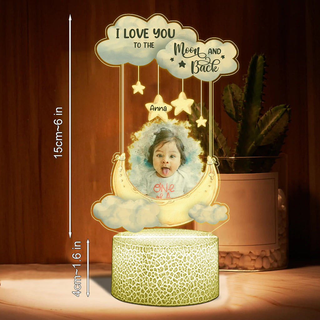 Je t'aime jusqu'à la lune et retour - Socle lumineux personnalisé en forme de famille