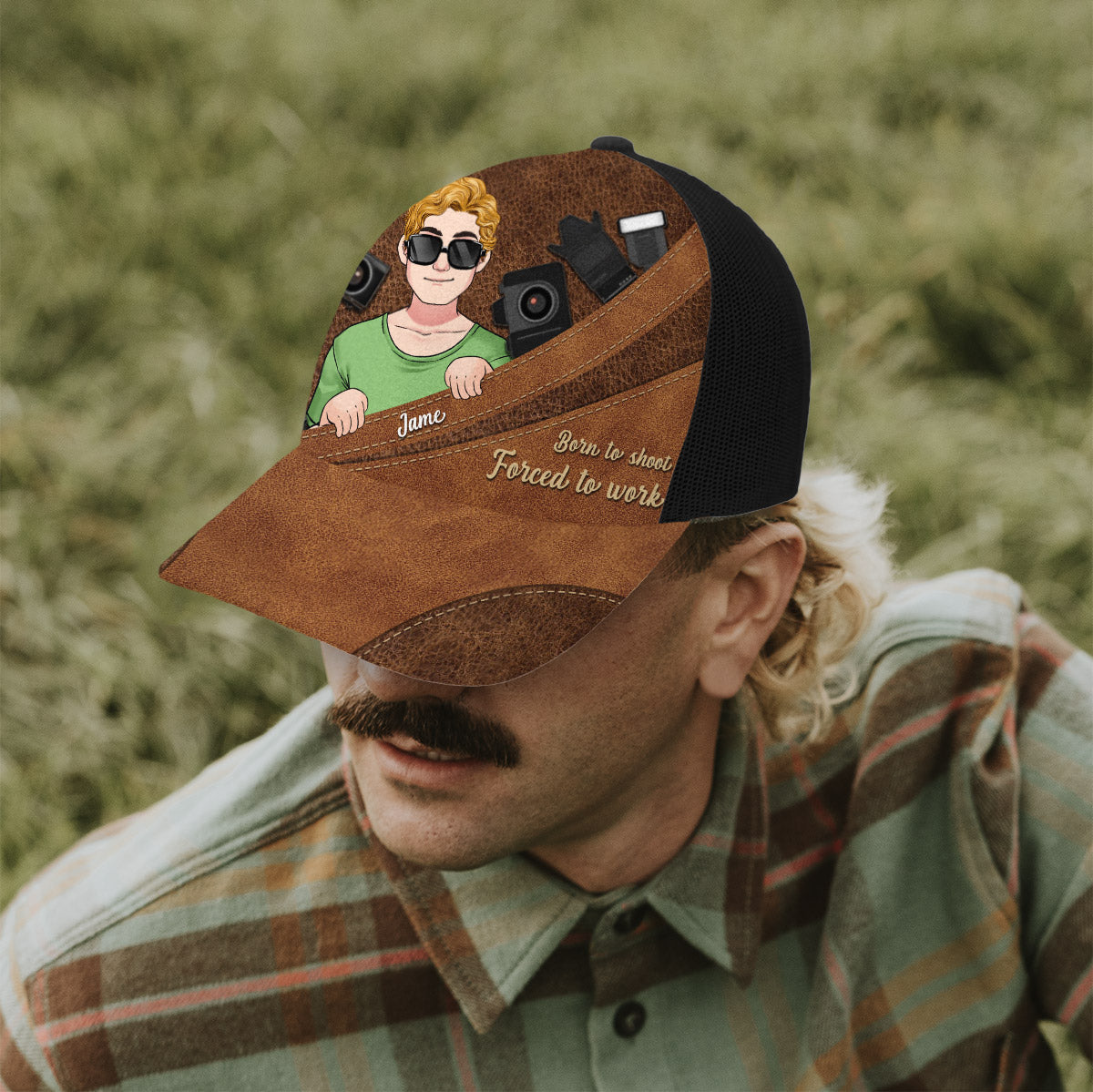 Born To Shoot Forced To Work - Photography gift for him, her, friend, dad, mom, boyfriend, girlfriend - Personalized Trucker Hat