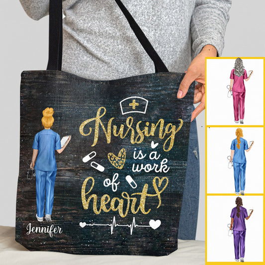 Le métier d'infirmière est un travail de cœur - Sac fourre-tout personnalisé pour infirmière