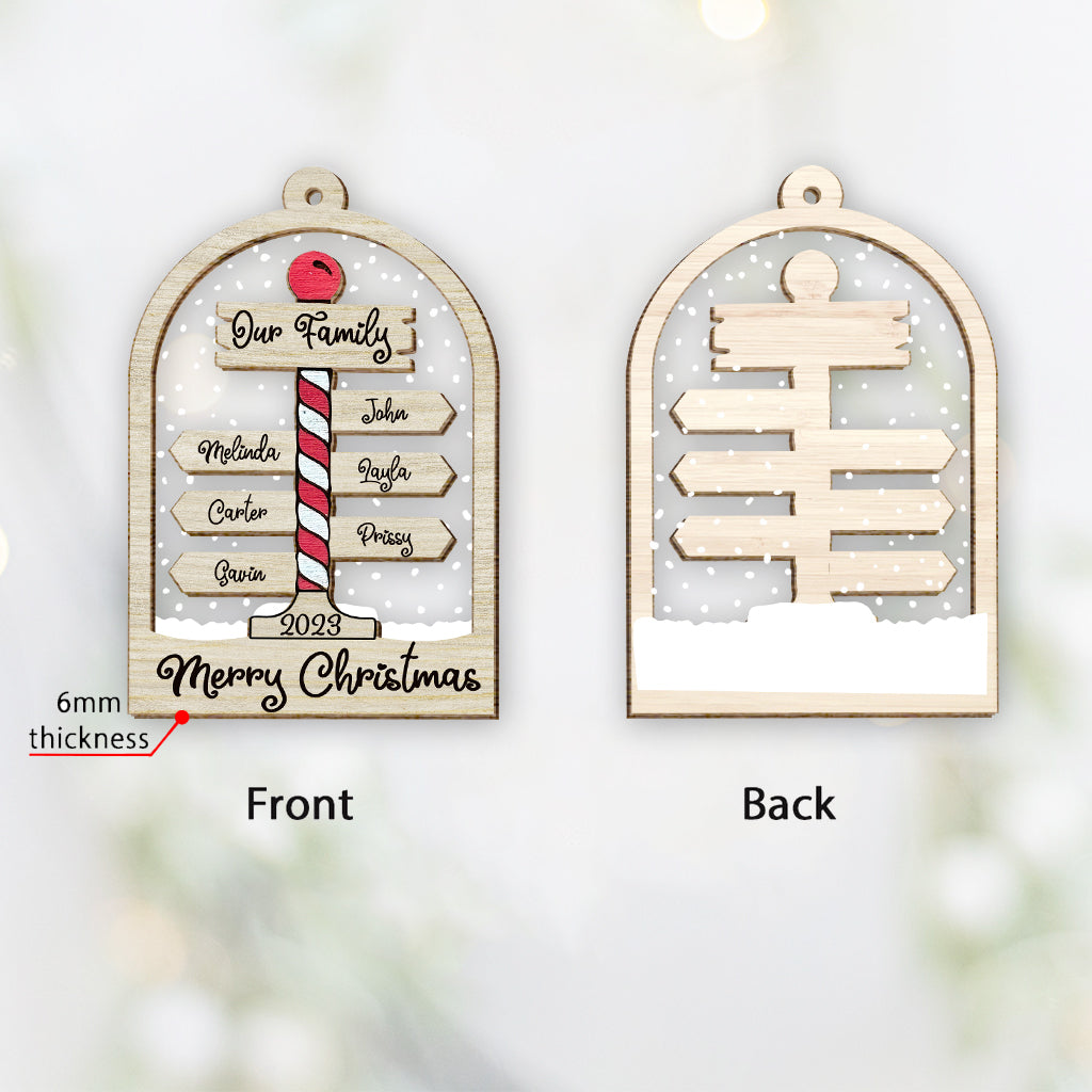 Merry Christmas - Personalized Family Layers Mix Ornament
