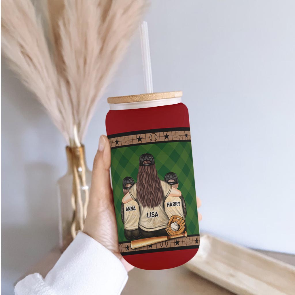 Mon cœur est sur ce terrain - Verre à canette personnalisé sur le thème du baseball