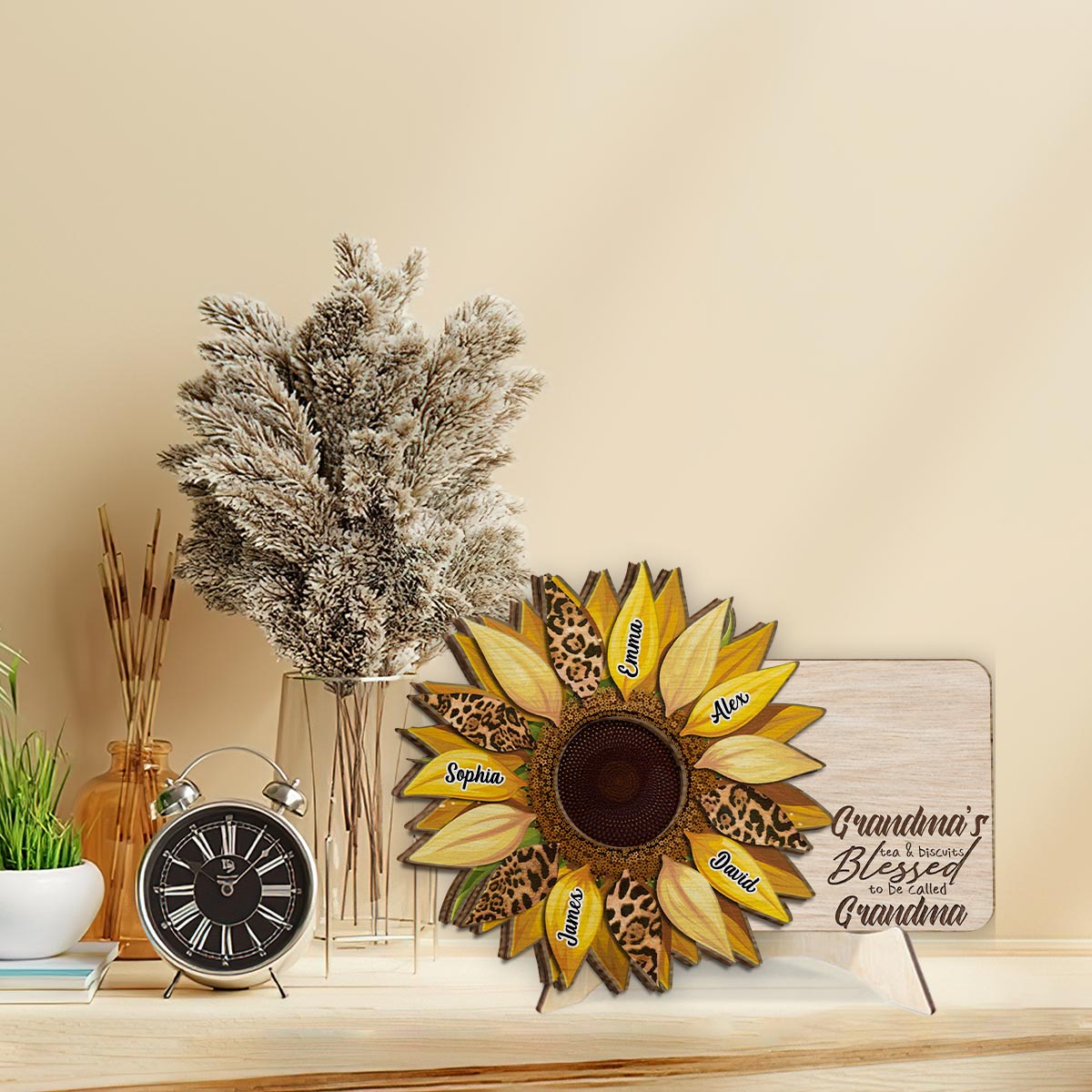 Thé et biscuits de grand-mère - Panneau en bois personnalisé à 2 couches pour grand-mère