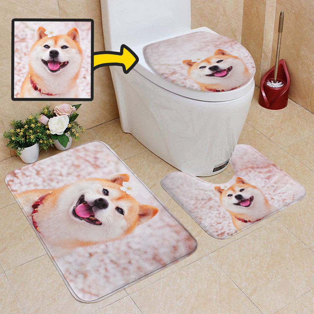 Ensemble de tapis de bain personnalisés pour chien avec photo de votre animal de compagnie