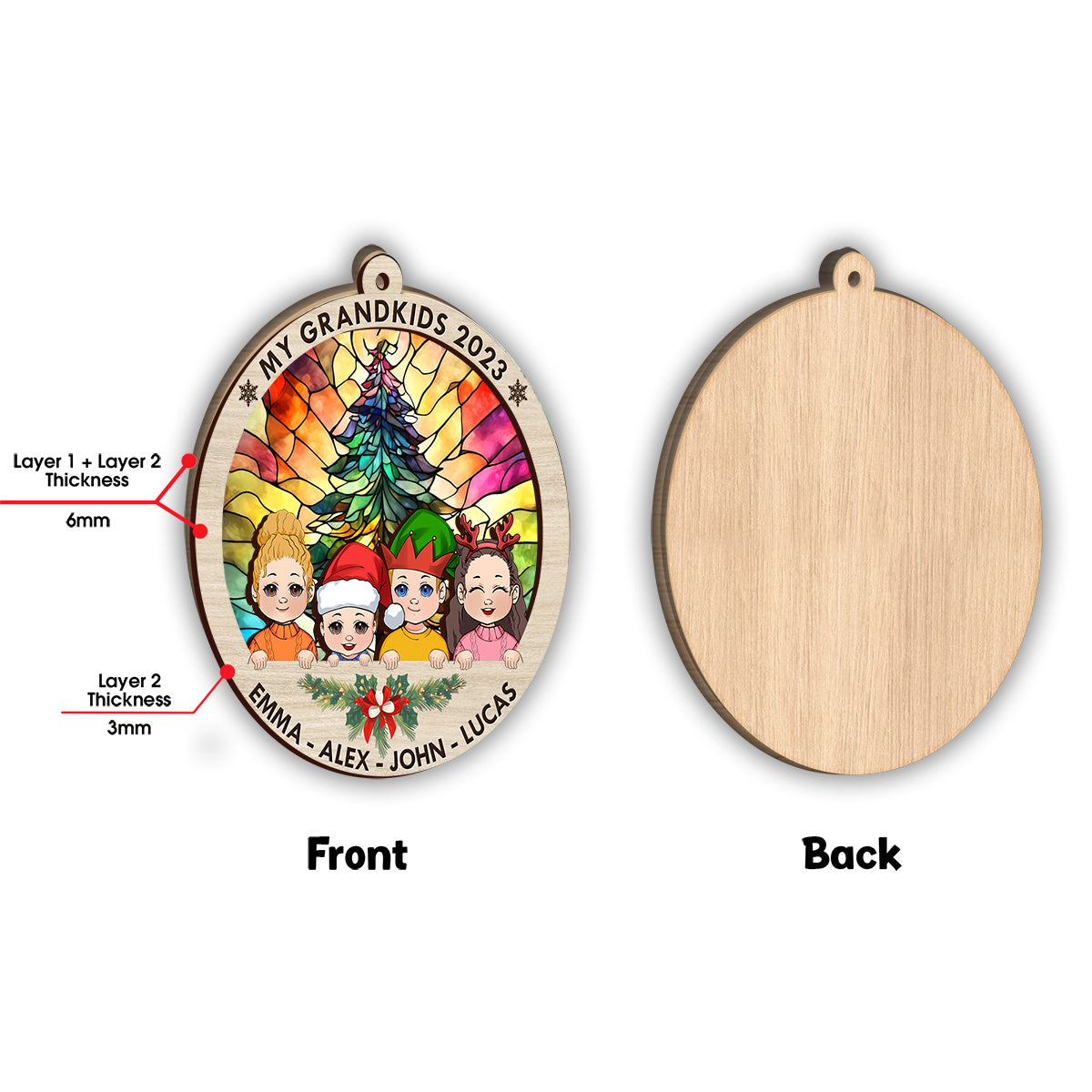 Mes petits-enfants - Cadeau pour grand-mère - Ornement personnalisé en deux parties