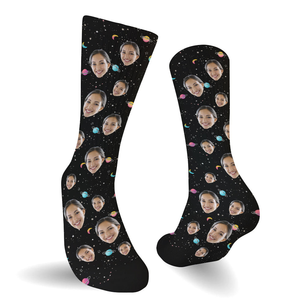 Custom Face Galaxy - Personalized Aunt Socks