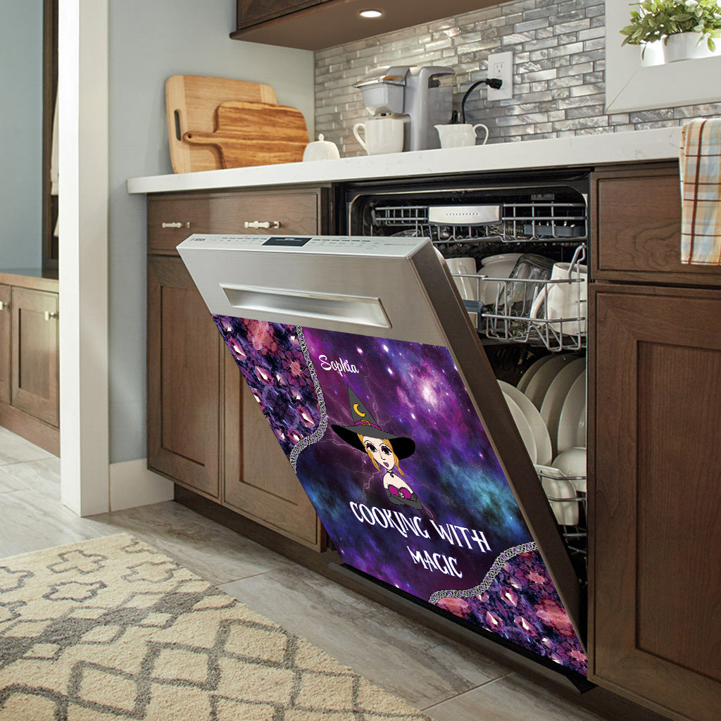 Cooking With Magic - Personalized Witch Dishwasher Cover