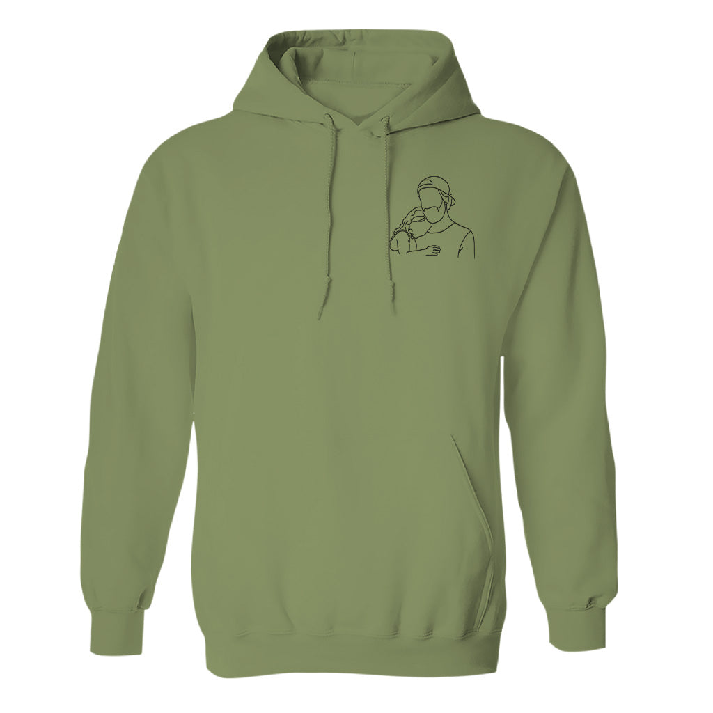 Sweat à capuche brodé personnalisé pour papa - Illustration au trait - Sweat à capuche brodé personnalisé