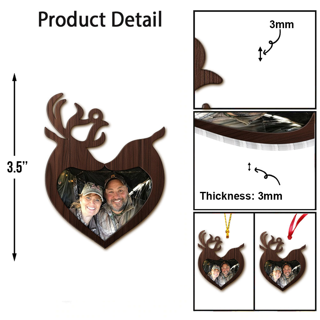 Décoration de Noël humoristique sur le thème de la pêche avec photo intégrée - Cadeau de chasse pour petite amie, petit ami, mari, femme - Ornement personnalisé