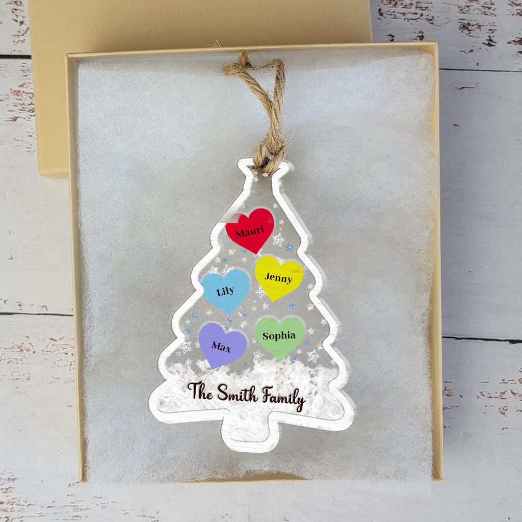 Amour familial de Noël - Ornement de Noël personnalisé à 3 niveaux pour toute la famille